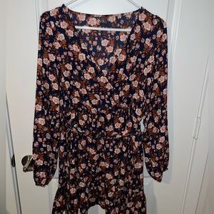 Navy blue with rust wrap around dress